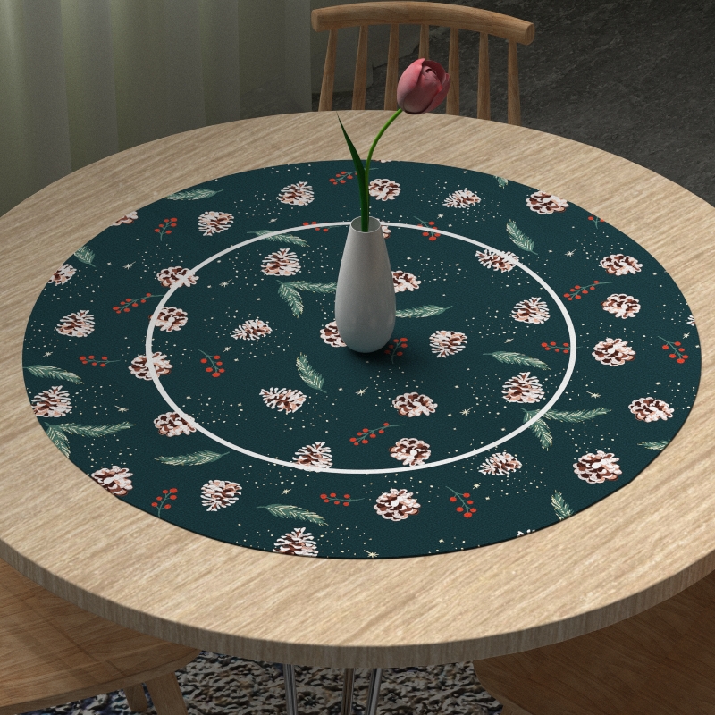 رومیزی گرد طرح کریسمس